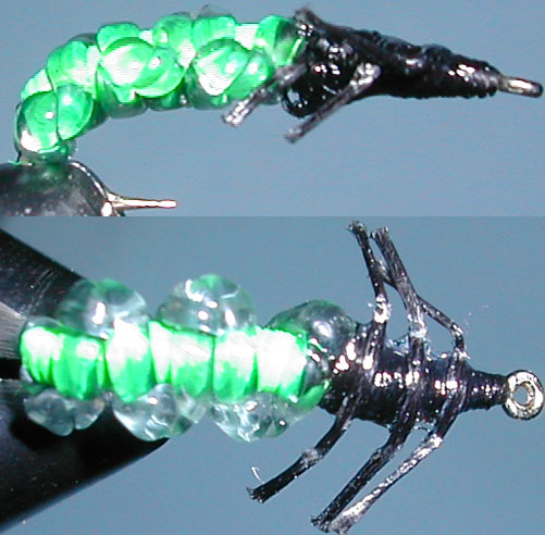 Caddis Rockworm green trout fly