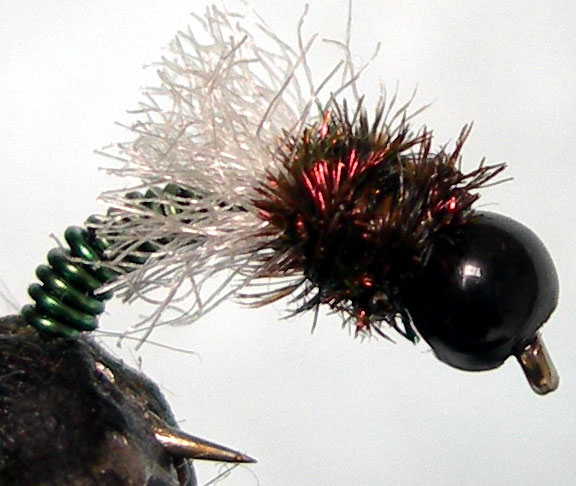 Tungsten Blackbead Z Wing green trout fly