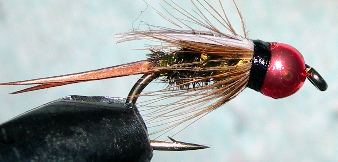 Tungsten Metallic Redbead Prince trout fly
