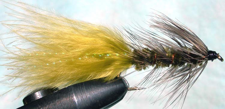 Woolly Bugger 3XL grizzly&olive trout fly